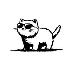 Cool pixel art cat with sunglasses, retro 8-bit style illustration