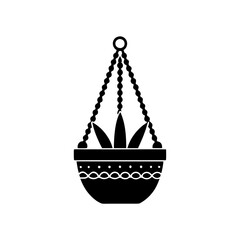 creative details hanging flower pot icon vector Illustration