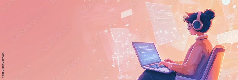 Aufkleber student engaged in virtual learning with ai tools enhancing education experience