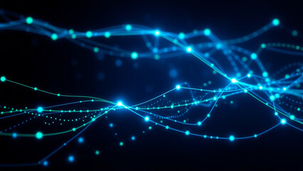 Obraz premium Futuristic network of glowing particles, showcasing interconnected data streams.