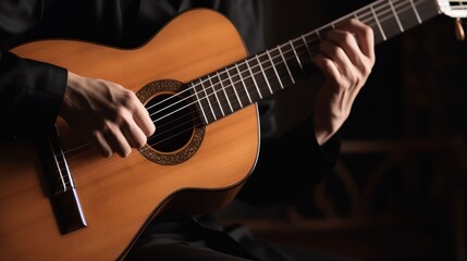 Obraz premium Classical Guitarist Playing a Melodious Tune