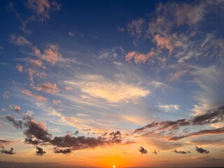 sunset over the sea,  sunset in the clouds