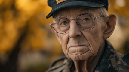 Obraz premium Veteran mourning on Memorial Day, honoring sacrifice and bravery