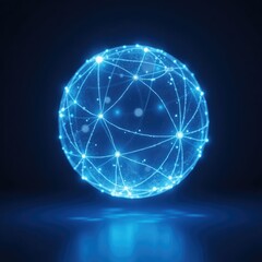 Obraz premium Futuristic Holographic Sphere Logo with Glowing Blue Nodes