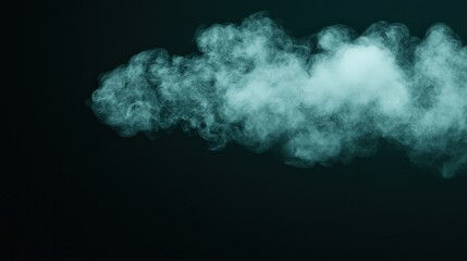 Abstract Teal Smoke Cloud on Black Background: A Study in Vapor and Texture