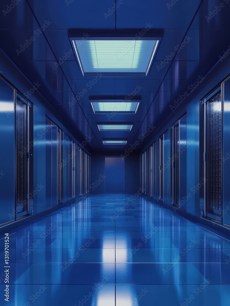 Poster computer server room background, network server database center scene