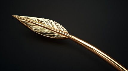 A sleek, golden arrow curves upward against a dark background, symbolizing growth, success, and positivity.
