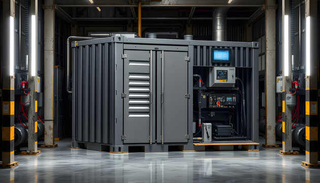 Engineer control energy storage system or battery container unit in factory , with white tonespng