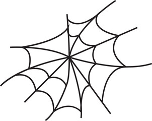 Spider web on transparent background. Spiderweb net. Spooky Halloween cobweb with spiders. Outline vector illustration. scary, horror Halloween. Hand drawn