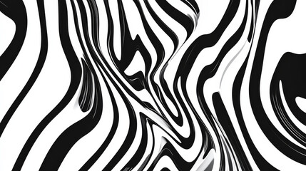 Obraz premium A modern abstract vector illustration of black and white wavy lines on a white background, evoking themes of technology, science, and music