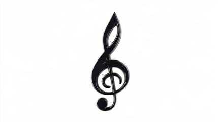 Fototapeta premium A sleek black treble clef seamlessly transitioning into a lowercase 'g' with an integrated music note, set against a bright white background for large-scale printing