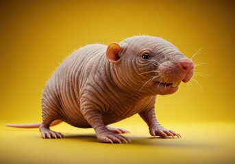 Ugly rat-Naked Mole Rat Close-up: A Unique Mammal Portrait