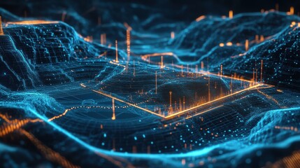 Futuristic 3D holographic visualization of resource and geophysical data analysis for advanced geological surveying mining and energy discovery