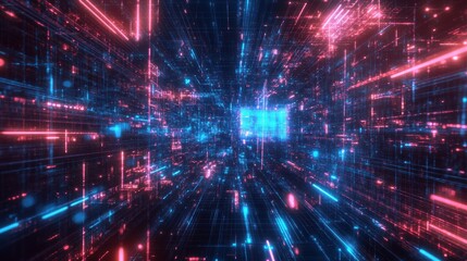 Obraz premium Abstract futuristic AI digital brain in cyberspace.