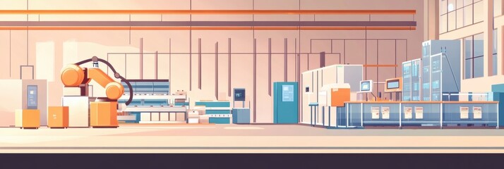 Advanced automation in a modern factory setting with robotic arms and intelligent production systems in action