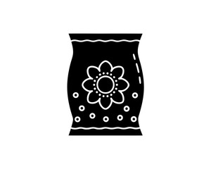 creative details flower soil bag icon vector Illustration