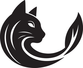 Vector cat silhouette black and white	