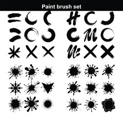 Paint grunge backgrounds, brushstrokes A collection of sketches of art brushes, palette knifes and foam rubber rollers. A variety of tools
 