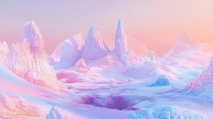 Obraz premium a surreal and fantastical landscape depicted in pastel hues using digital art techniques