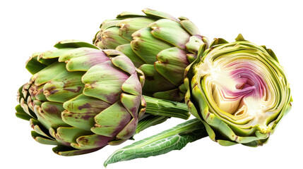 Fototapeta premium Artichoke (also known by the names French artichoke, green artichoke, and globe artichoke) isolated on transparent background.