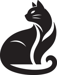 Vector cat silhouette black and white	