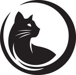 Vector cat silhouette black and white	