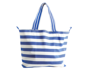 Blue striped beach bag isolated on transparent