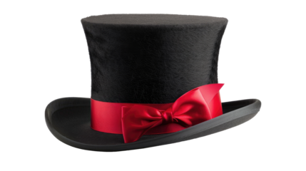 Black top hat isolated on transparent background