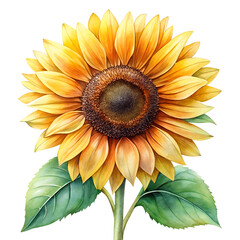 Naklejka premium Sunflowers in Full Bloom: A radiant sunflower showcases its vibrant yellow petals and a dark center, symbolizing warmth, happiness, and the beauty of nature's artistry.