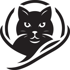Vector cat silhouette black and white	
