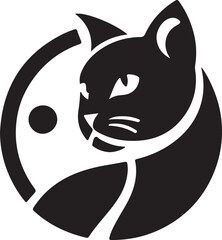 Vector cat silhouette black and white	