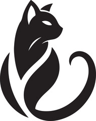 Vector cat silhouette black and white	