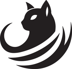 Vector cat silhouette black and white	