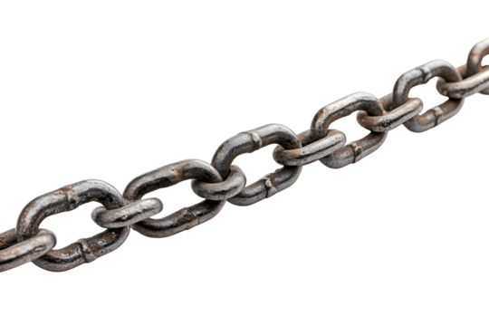 Metal chain isolated on white or transparent background with clipping path