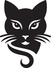 Vector cat silhouette black and white	