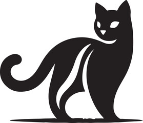 Vector cat silhouette black and white	