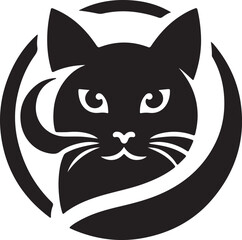 Vector cat silhouette black and white	