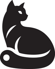 Vector cat silhouette black and white	