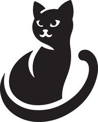 Vector cat silhouette black and white	