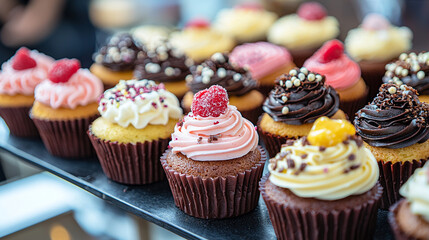 Delicious assorted cupcakes sweet treats bakery dessert selection food pink tasty cream baked sugar