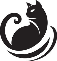 Vector cat silhouette black and white	