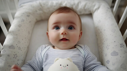 Adorable Baby Lying in Cozy Crib