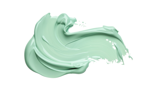 Creamy mint green balm or mask for all skin types or hair even hand and foot isolated on transparent background