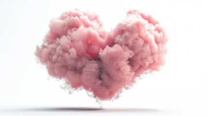 Cloud Pink Heart Shape isolated on transparent background for Valentines card, Mother day, Wedding decoration, Summer design element
