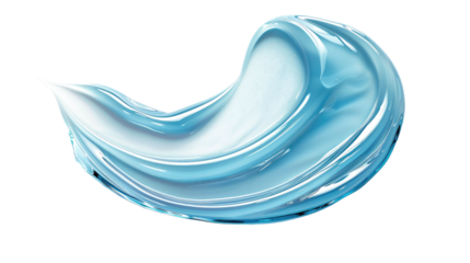 Blue cream cosmetic anti aging texture stroke isolated on transparent background. Hyaluronic acid skincare moisturizer product