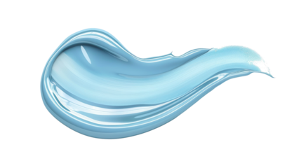 Blue cream cosmetic anti aging texture stroke isolated on transparent background. Hyaluronic acid skincare moisturizer product