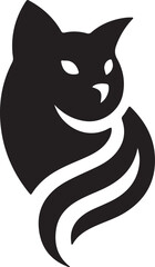 Vector cat silhouette black and white	