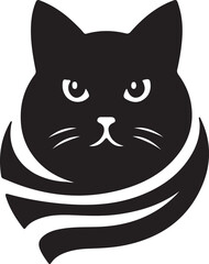 Vector cat silhouette black and white	