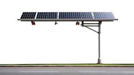 A photo of a solar-powered streetlight