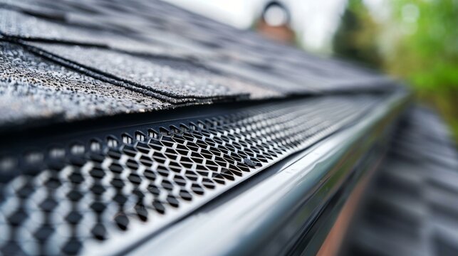 A professional installation of a durable gutter guard on a modern roof designed to prevent debris accumulation and ensure efficient drainage.